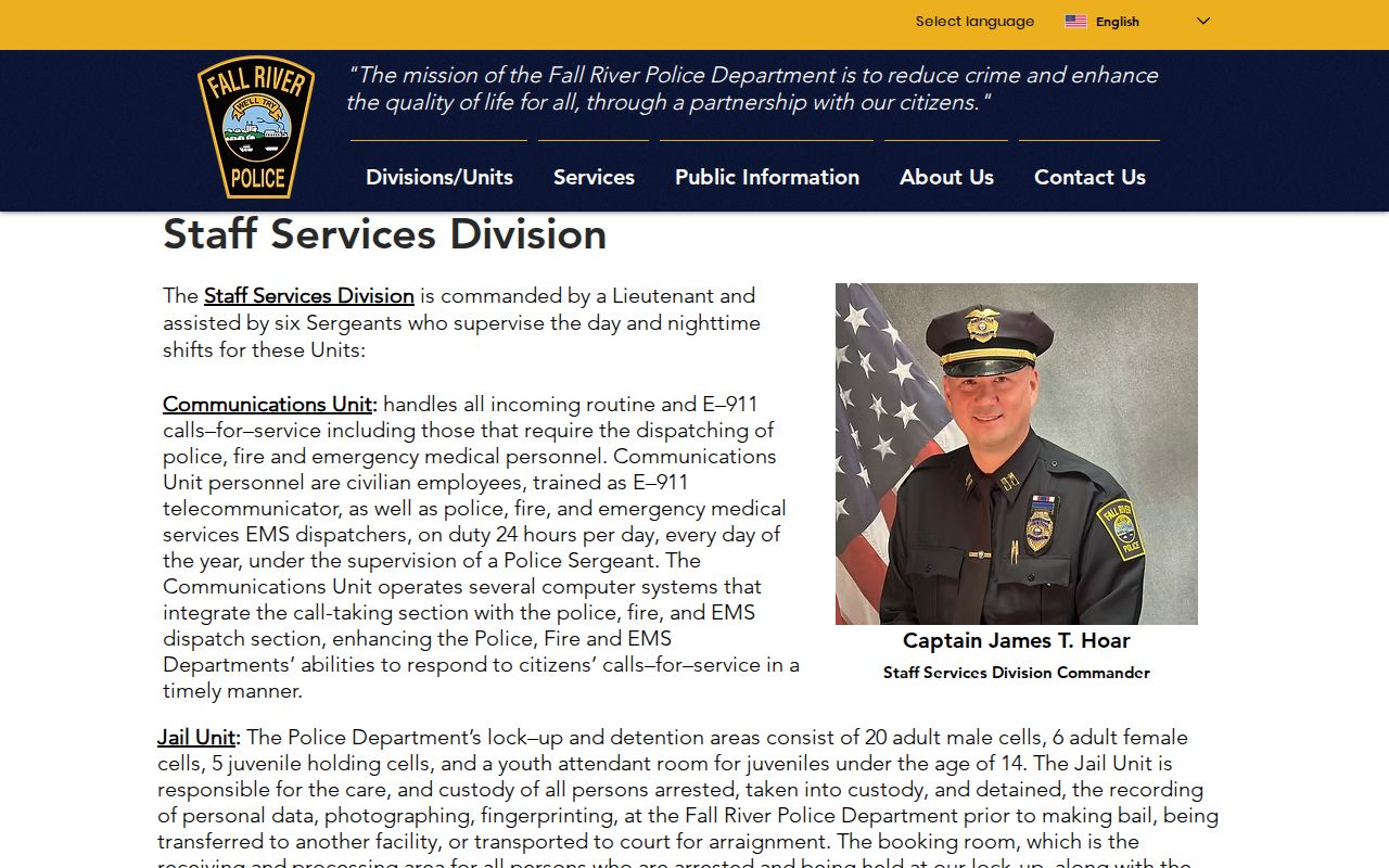 Fall River Police Jail Unit booking and Records Unit policy